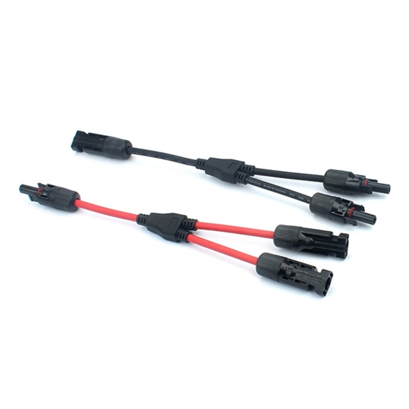 2pcs Y Branch Parallel Connection 30A 1000V Electrical Solar Connector Photovoltaic Solar Panel Cable Wire Connect
