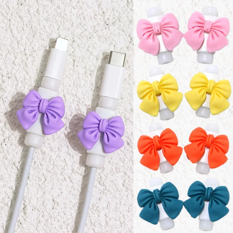 Cable Protector Cover Kawaii 3D Bows Data Line Protective Sleeve for Mobile Cell Phone USB Charger Cord Winder Protection Accessories