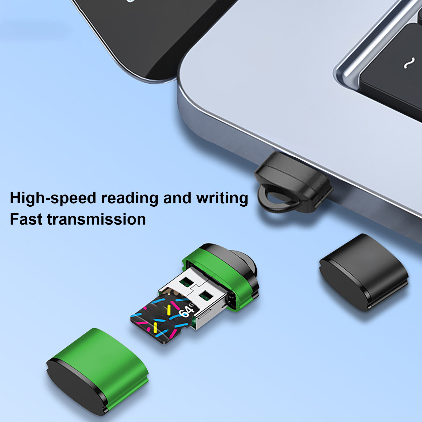 Compact USB Card Reader Driver-free Rust-proof Lightweight Quick USB TF Card Reader for Car