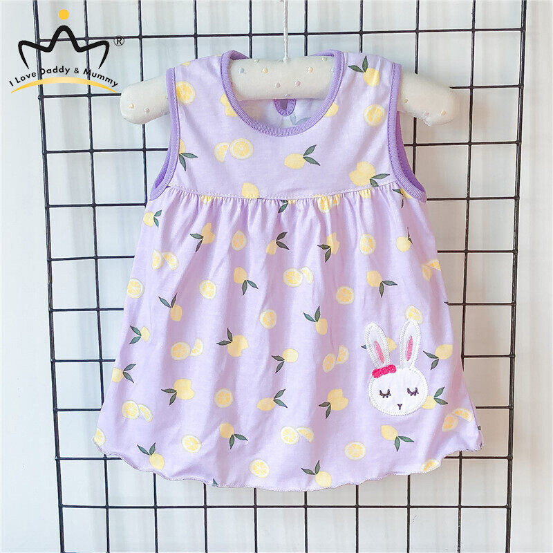 Cute Cartoon Baby Girls Skirts Cotton Printed Flower Sleeveless Infant Dresses Baby Girls Dress Newborn Clothes Kids Clothing Toddler Clothes