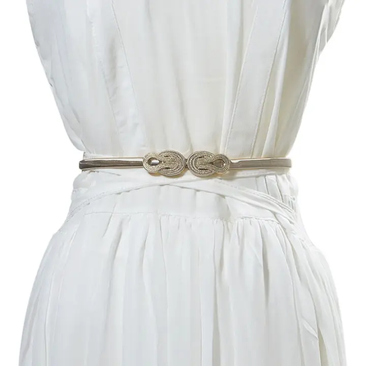 thin silver belt for dress