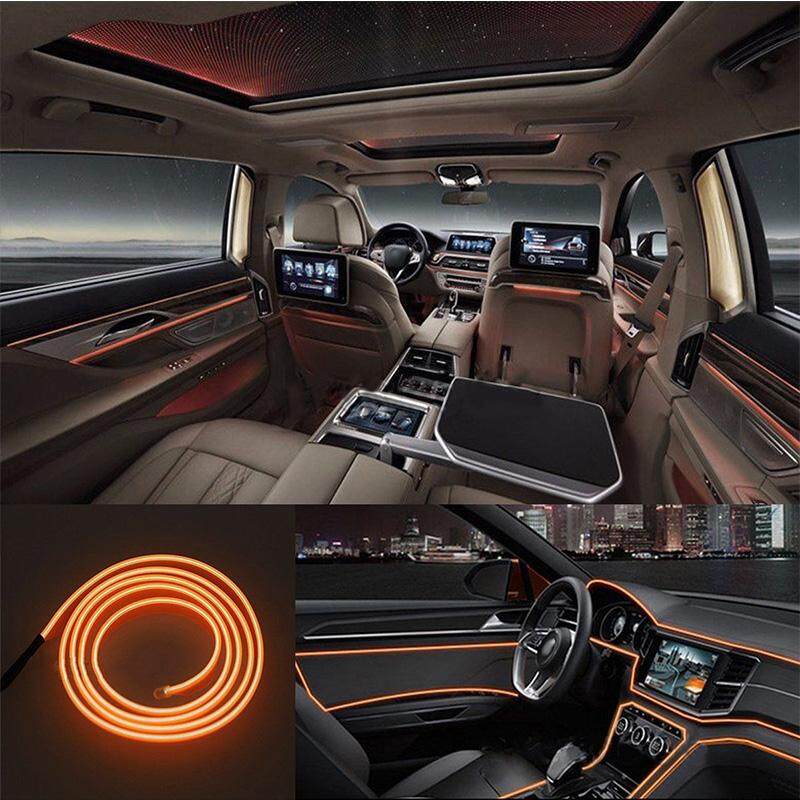 2M 12V Car Vehicle Ambient Interior Orange Cold Light Strip Atmosphere Neon Lamp