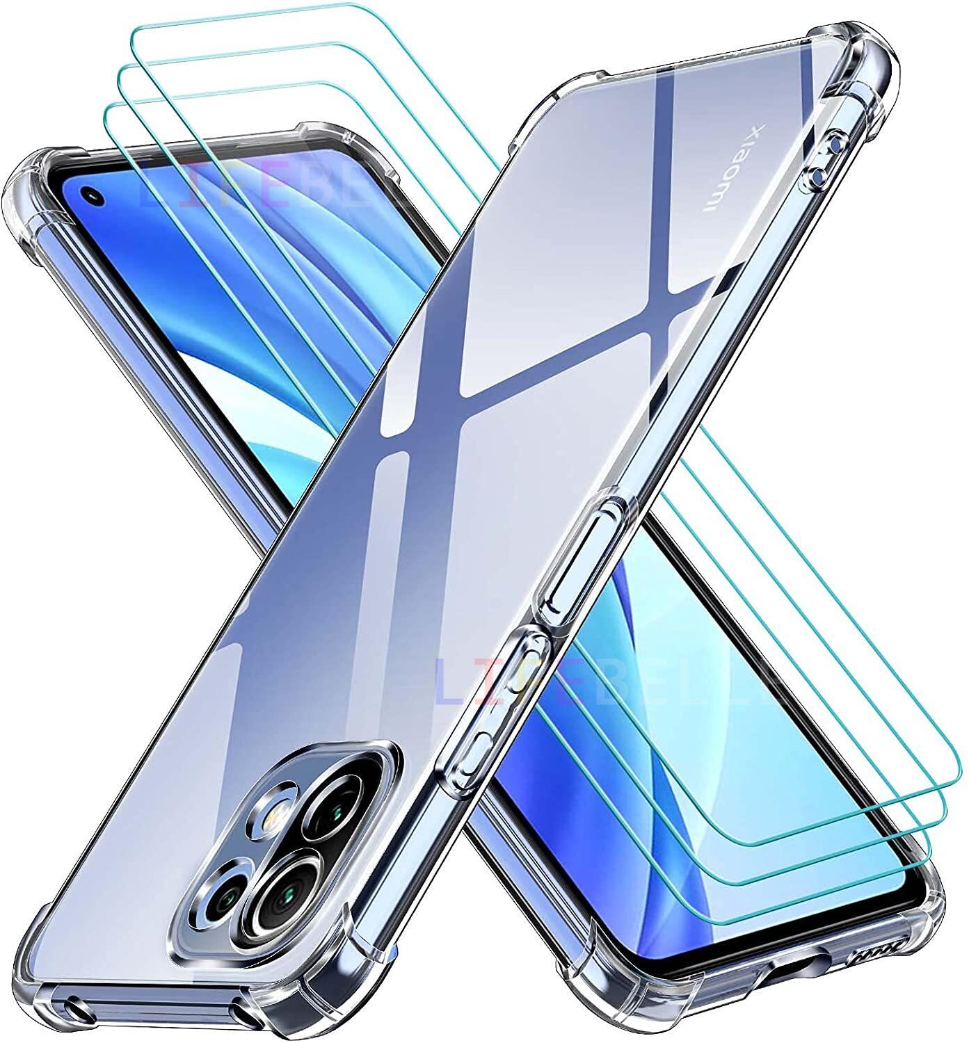 Ốp Lưng LIFEBELLE Ốp Cho Xiaomi Mi 11 Lite 4G & 5G Với [3 Cái] Kính Cường Lực Bảo Vệ Màn Hình 9H [Bảo Vệ Quân Sự] Ốp Điện Thoại Silicon TPU Mềm Trong Suốt Ốp Bảo Vệ Điện Thoại Chống Sốc