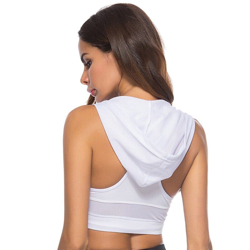 SUPERFLOWER Women Sports with Hat White Top Fiess Female Padded for Running Yoga Gym Seamlesss Black Solid Sport_voghion.com