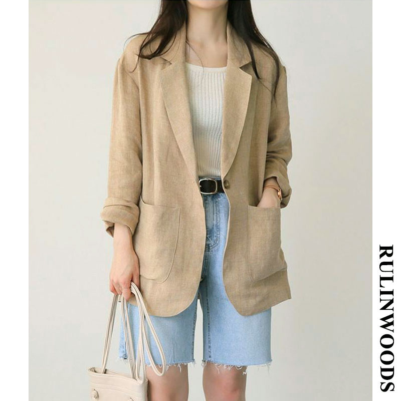 CHICCHIC [Premium Quality] Women's Linen Blazer Breathable Jacket