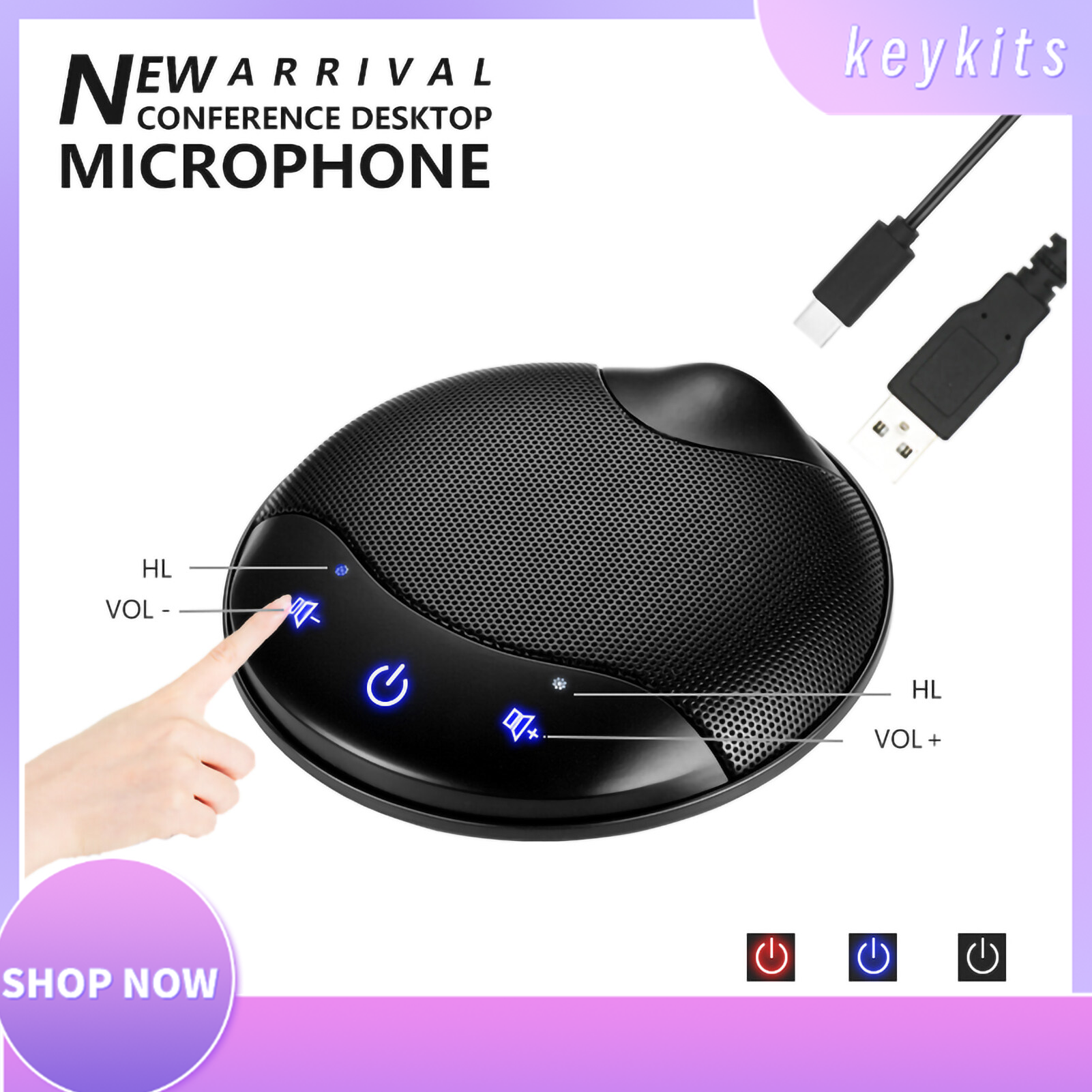 keykits【Microphone】 Portable USB Conference Microphone 360