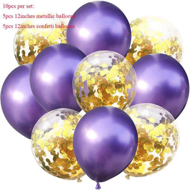 10pcs//lot 12inch Glossy Metal Latex Balloon Glitter Confetti Baloons Kids