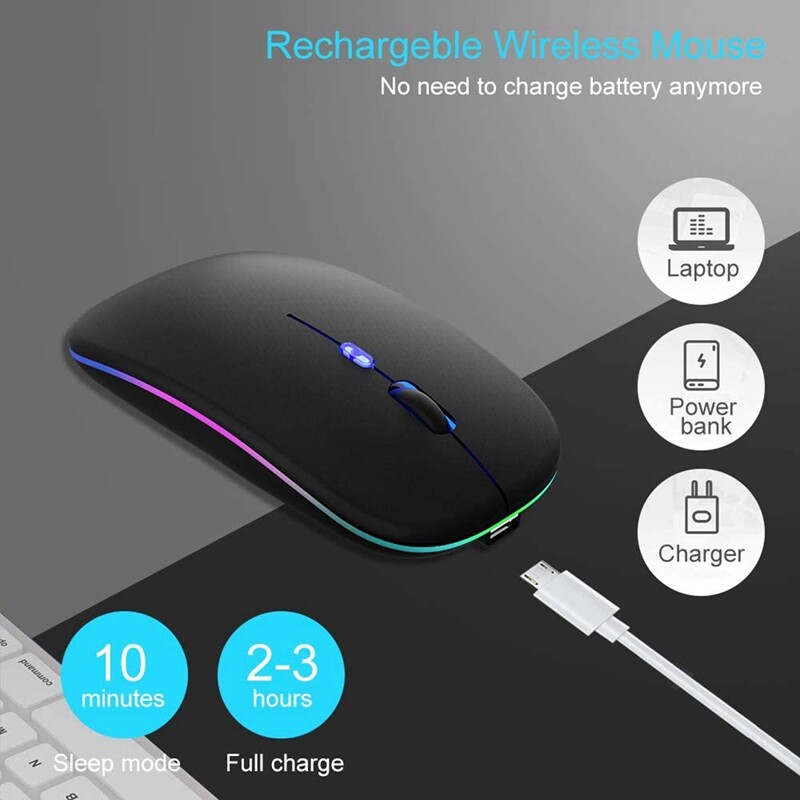 Wireless Mouse Bluetooth 5.1 Rechargeable LED Silent Mouse USB Optical Ergonomic Gaming 2.4G Wireless Backlite