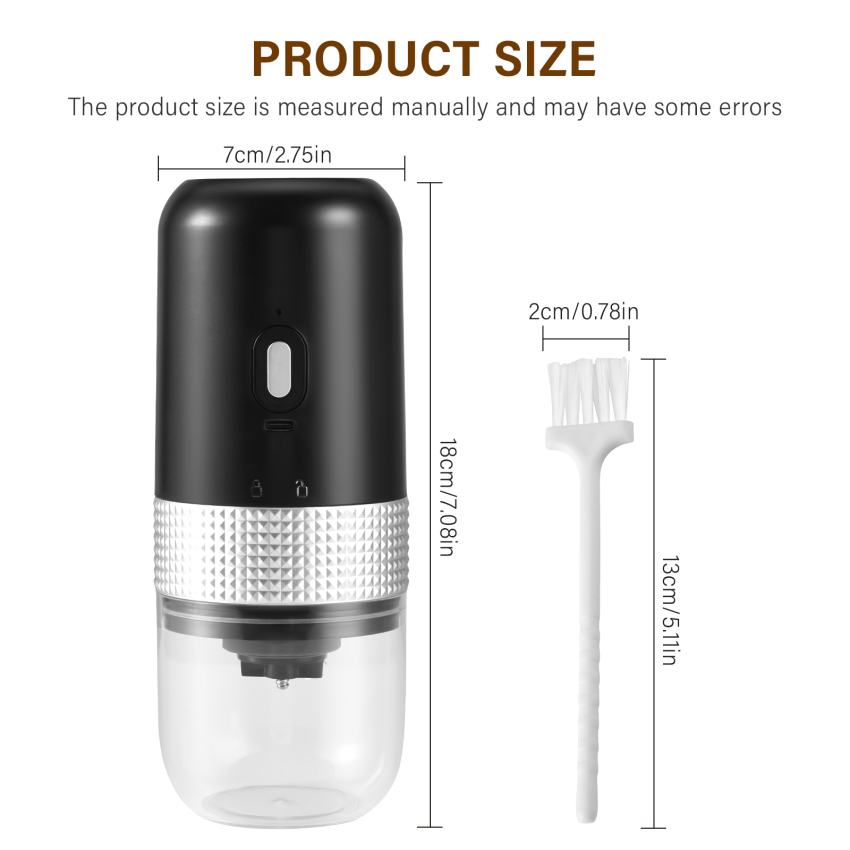 Electric Coffee Grinders with Ceramic Cone Grinder Coffee Bean Grinder Electric with Adjustable Coarseness, Portable Rechargeable Coffee Grinder 30g Capacity for Coffee Beans