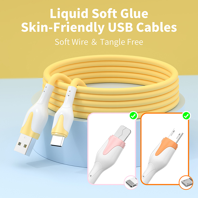 Cáp USB Sạc Nhanh 3A Cáp Type C Silicon Mềm Cáp Dữ Liệu Dây Sạc Cáp USB Điện Thoại