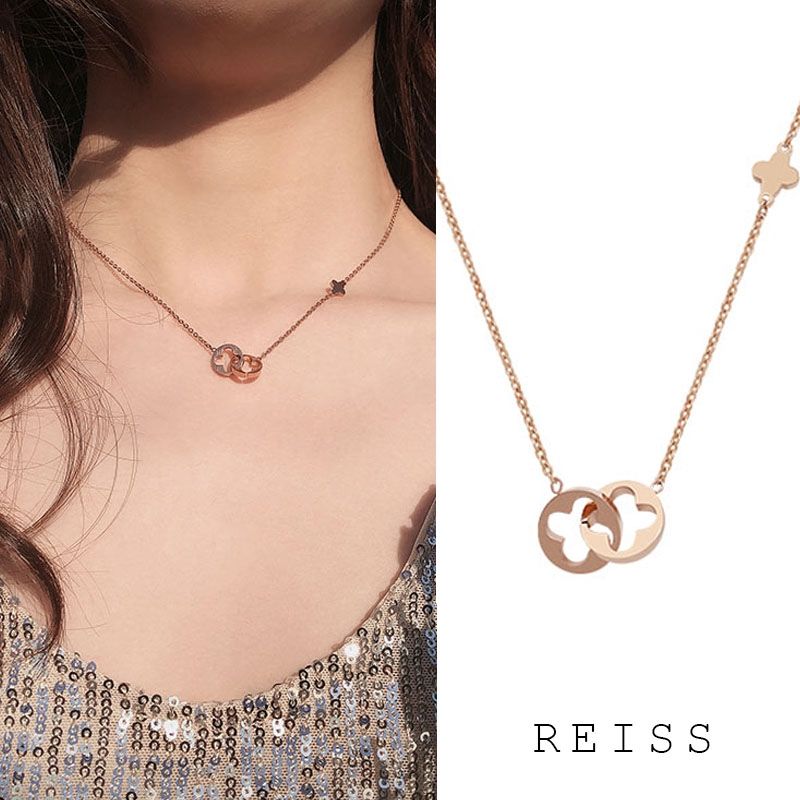 RAISS Choker Necklace Hollow Model Design Sheet Semicolor Rose Gold Titanium Steel Material For Women