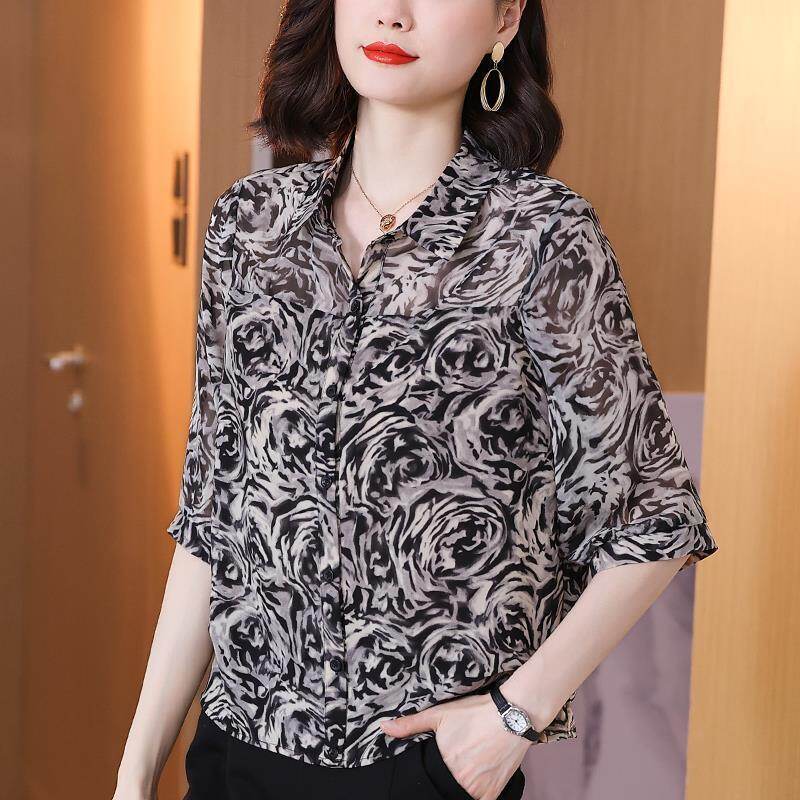 【SW】Autumn and winter rose print coat for the elderly
