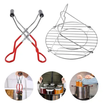 Stainless Steel Jar Lifter Tongs with Non-slip Safe Handle Grip Cans Gripper Clamp Anti-Skid Wide-Mouth Clip for Kitchen Restaurant Jars 2Pcs Canning Jar Lifter Red