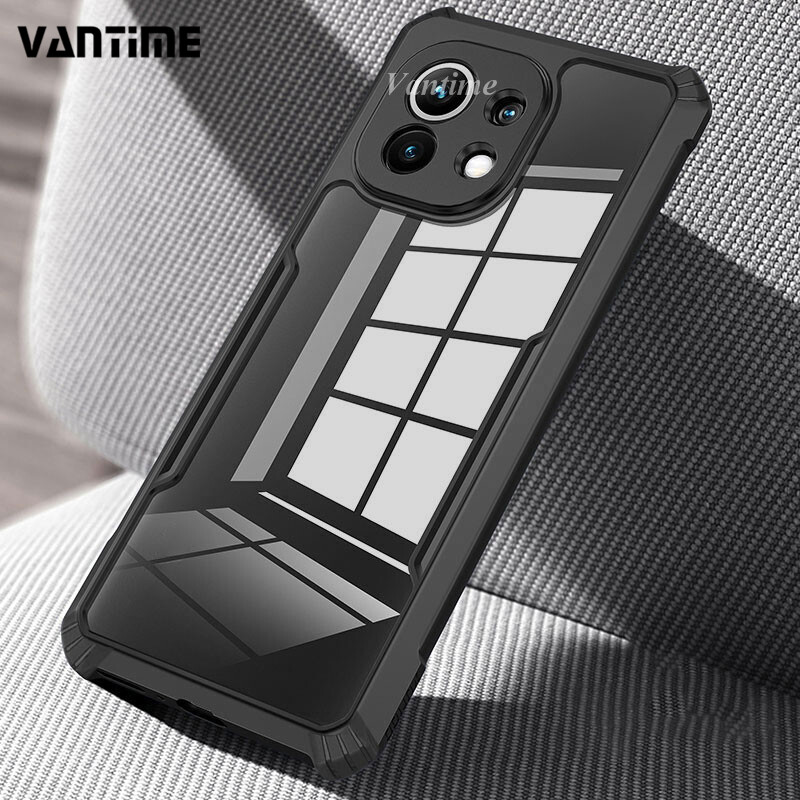 Vantime for Xiaomi 11 Lite 5G NE Case Edge-Reinforced Shockproof Cushion Back Clear Hybrid Transparent Hard Casing