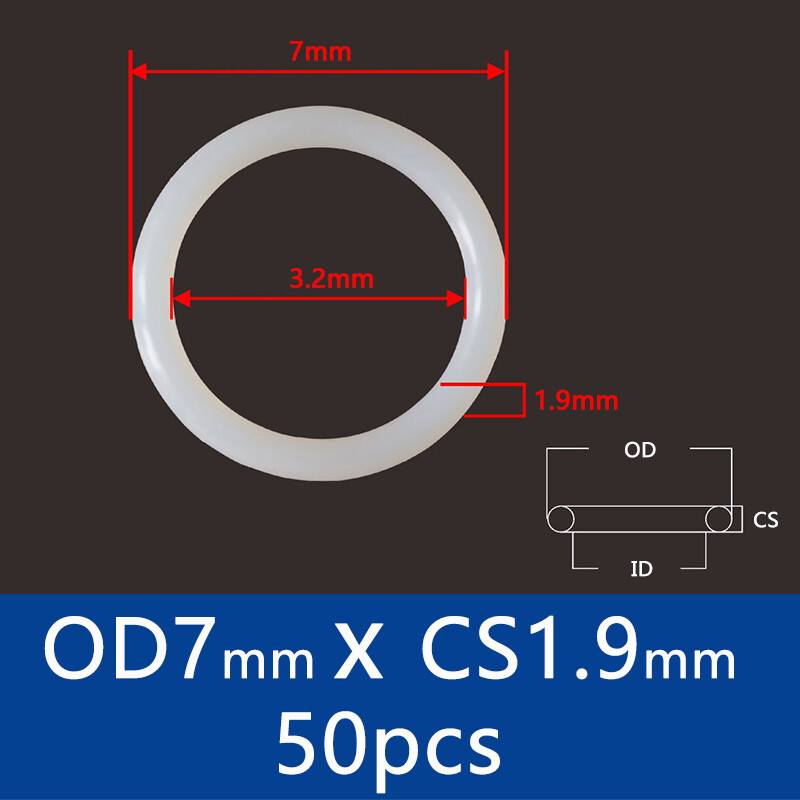 50pcs Outer Diameter 6mm-30mm Thickness 1.9mm Durable VMQ Silicone Rubber Sealing O-ring White Seal O rings Gasket Ring Washer