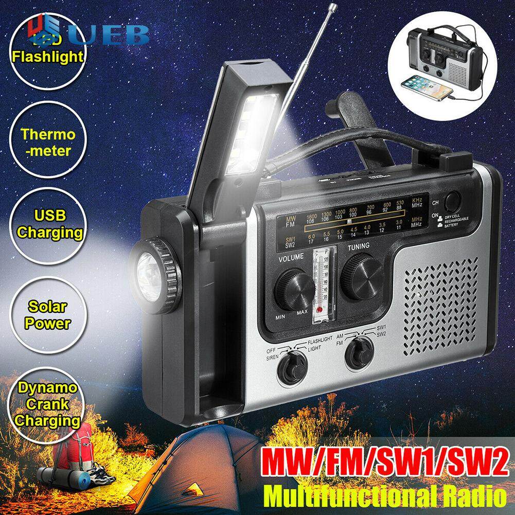 Outdoor SOS Urgency Flashlight Solar Hand-Cranked Powers Generation Radio Weather Broadcast