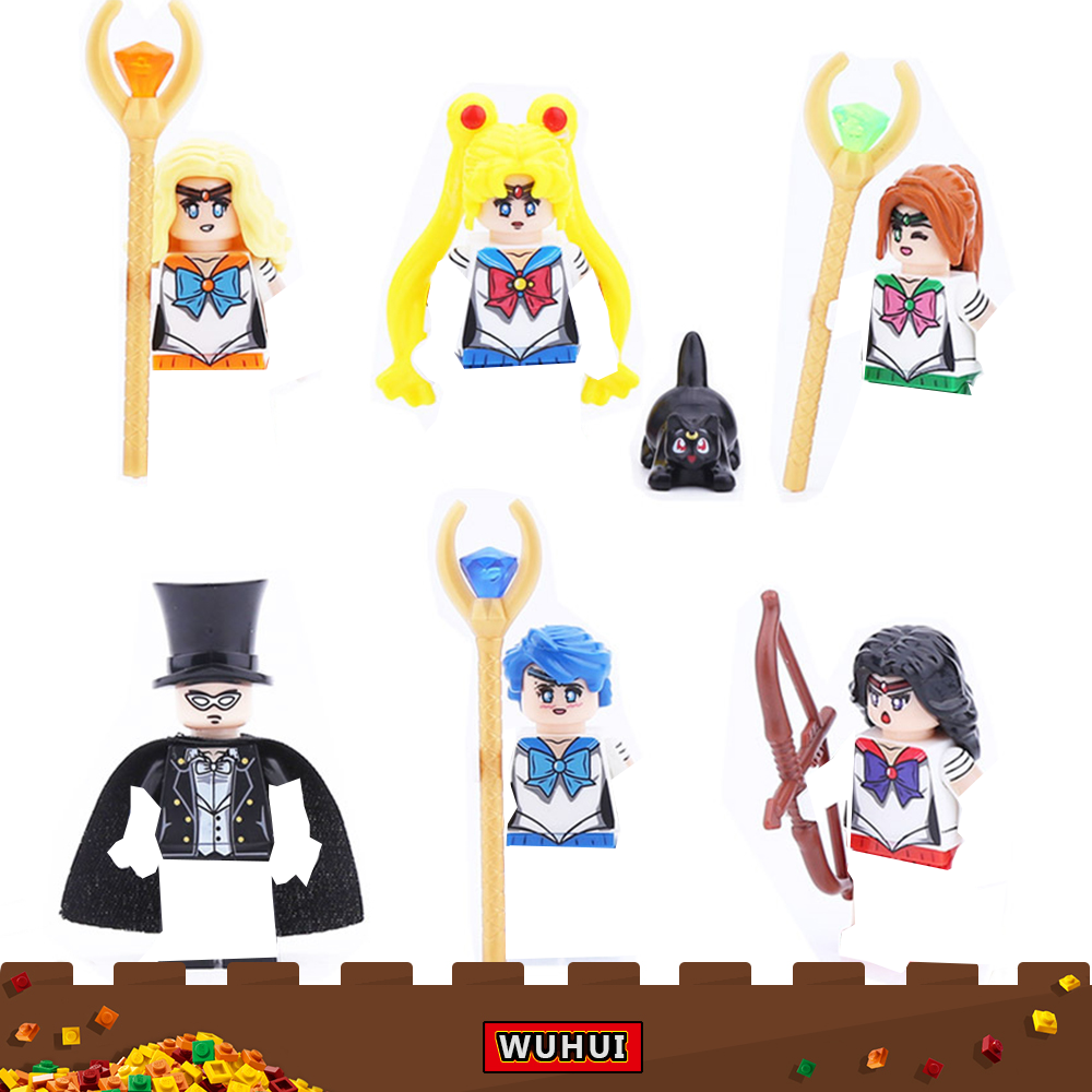 WUHUI 6PCS Friends Girl Minifigures Toy Building Kit Toys Building Blocks Princess Sailor Moon Building Bricks for Preschool Children Ages 3+ Kids Toys Compatible with All Brands