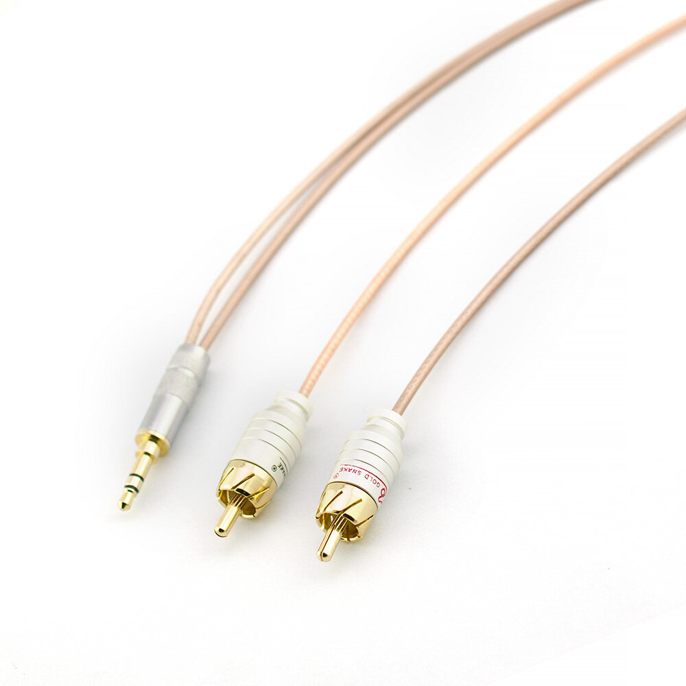 Hifi silver-plated 3.5mm aux copper silver-plated cable shield 3.5 male jack interface to dual rca male plug mobile phone to computer 3.5mm cable audio