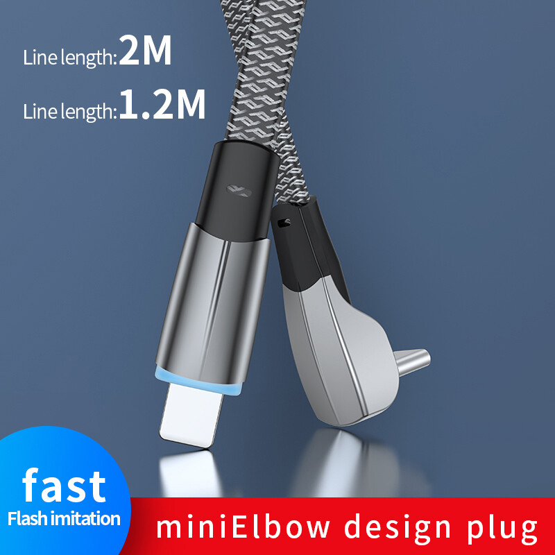 DISOUR Elbow PD 60W Super Fast Charging Cable PD Type C To Type C/iPhone For Samsung Huawei Android Compatible with iPhone 30W Support Data Transmission Game Dedicated Charger Line QC3.0