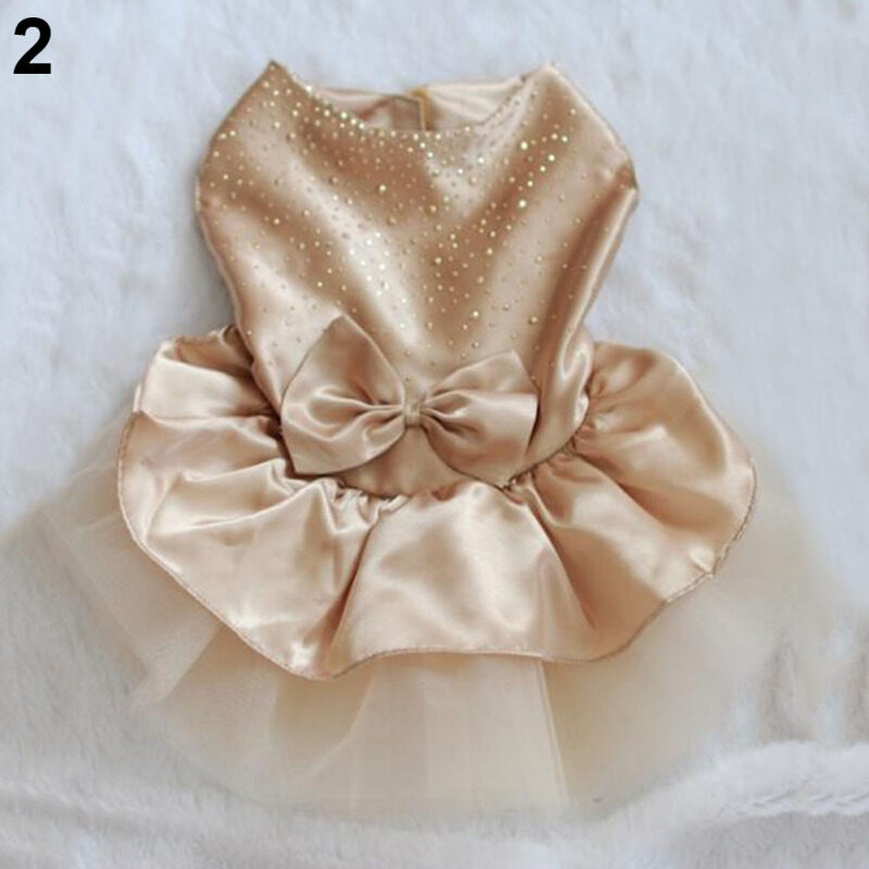 Huanhuang®Chó Cái Trang Phục Dự Tiệc Vải Giả Lụa Bowknot Sequined Công Chúa Váy Xòe