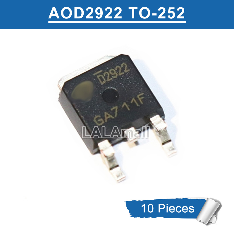 10pcs d2922 to-252 aod2922 to252 smd 100v/7a n-channel mosfet transistor new original ic