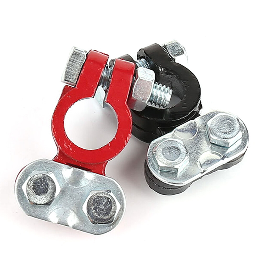 JaneDream 2Pcs Car Battery Terminals Wire Cable Clamp Top Quick Post Terminal Positive & Negative Electric Connector Clamps Auto Accessorie