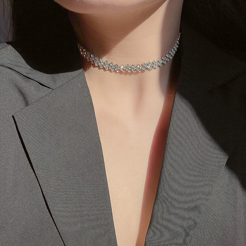 Frascati Korean Hot Selling Fashion Jewelry  Copper Inlaid Zircon Luxury Shiny Necklace Sexy Ladies Party Necklace