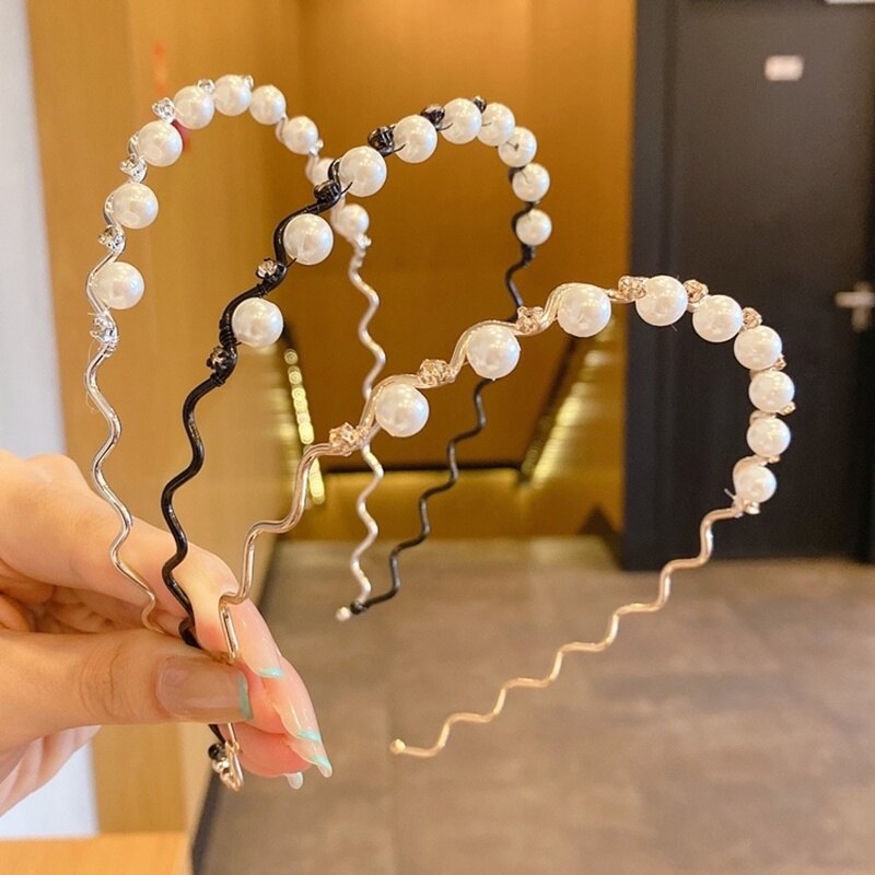 French new style pearl shredded hair band wash face headband hairpin hair bundle headdress hair accessories women