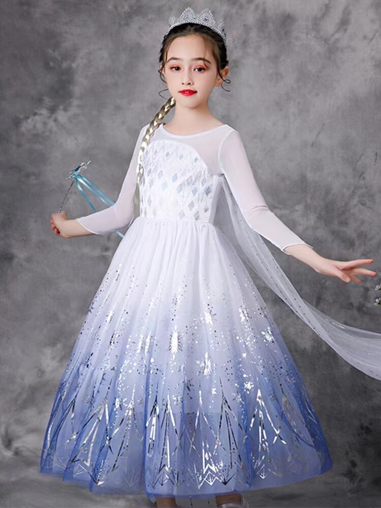 Kids Girl Cosplay Costume Frozen Princess Elsa Dress Long Sleeve | Lazada