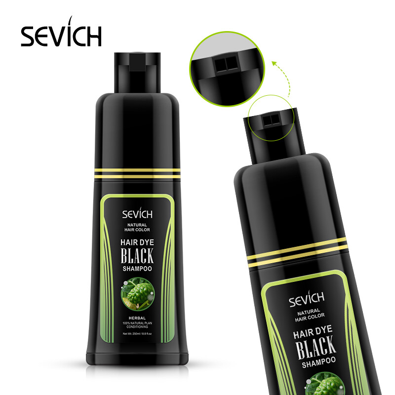 SEVICH Natural Herbal Essence Shampoo 250ML Permanent Grey Hair Return Black Dye Shampoo