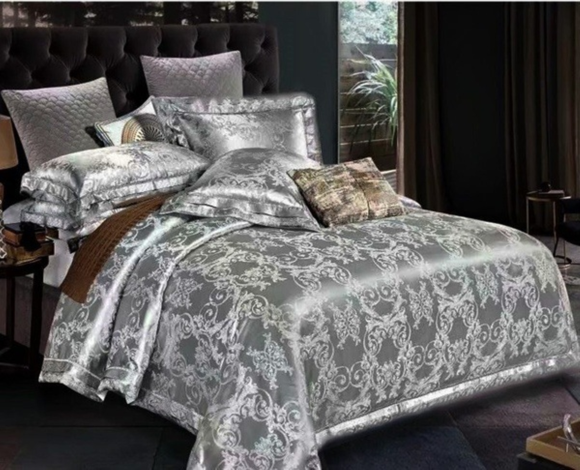 【High-end home textiles]ชุดเครื่องนอนขนาดคิงไซส์ปกผ้านวมผ้าลินินราชินี ...