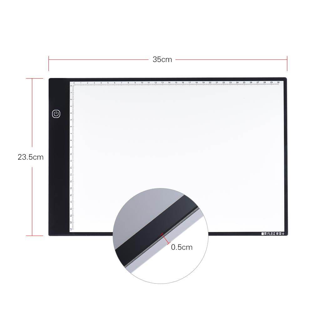 Portable A4 LED Light Box Drawing Tracing Tracer Copy Board Table Pad Panel Copyboard with 3-mode Brightness Black Edge Scale for Artist Animation Sketching Architecture Calligraphy Stenciling