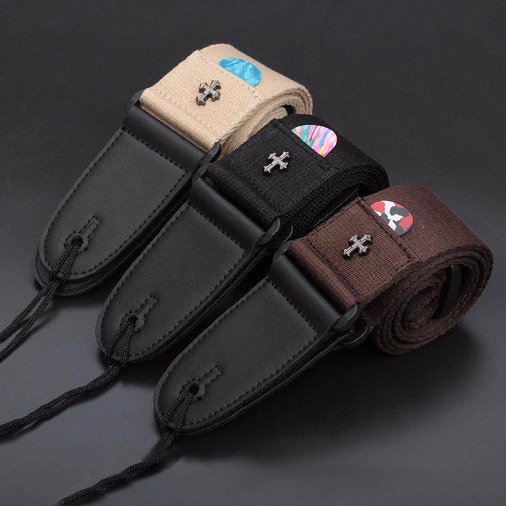 DeMeis Electric Guitar Strap Acoustic Folk Guitarra Vintage Cross Personality Guitar Straps with Pick Pocket