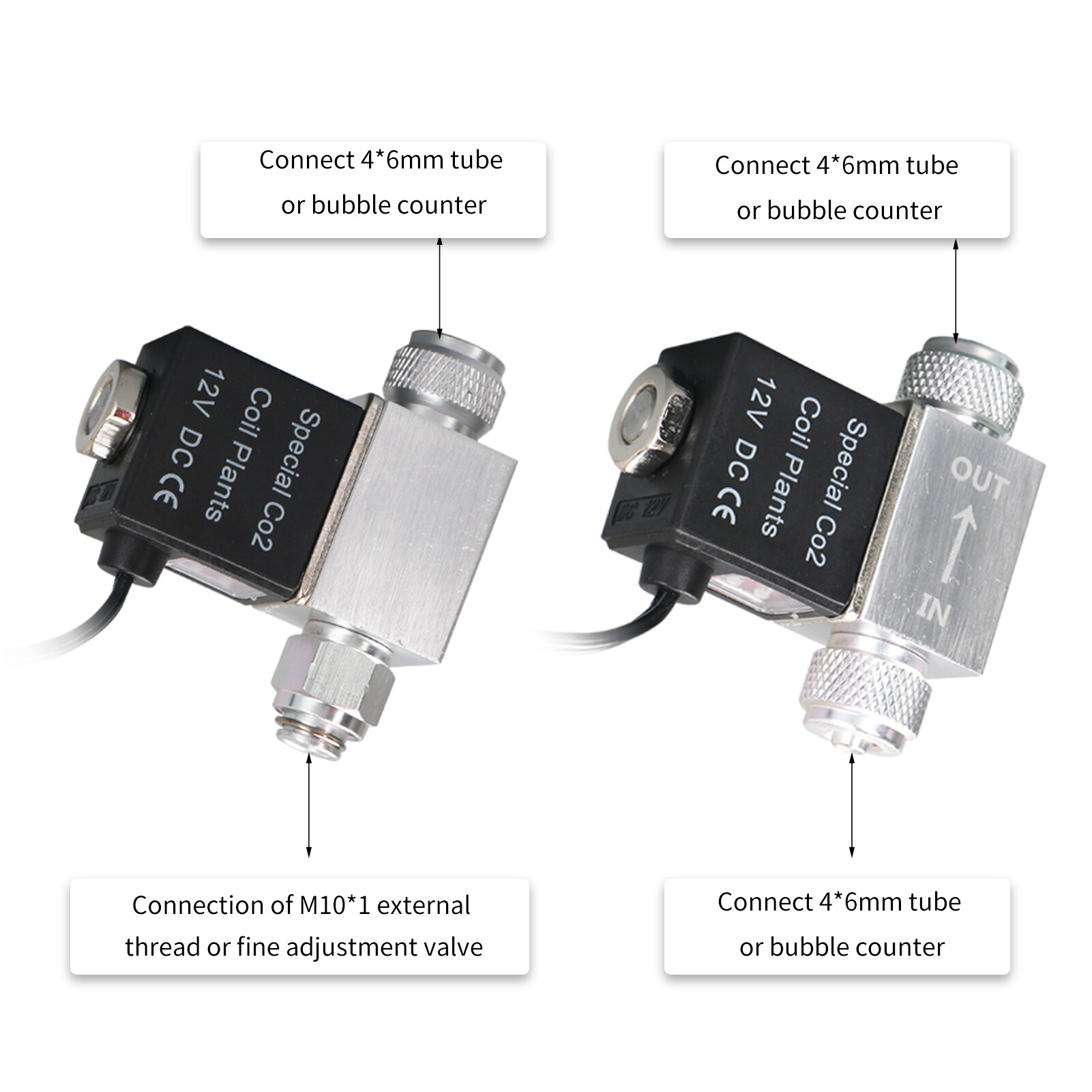 Van Điện Từ Cho Hệ Thống Điều Chỉnh CO2 Bể Cá Đầu Ra DC 12V, Kết Nối M10 * 1 Ren Ngoài Một Đầu Không Ồn Ào Thấp Phiên Bản Nhiệt Độ
