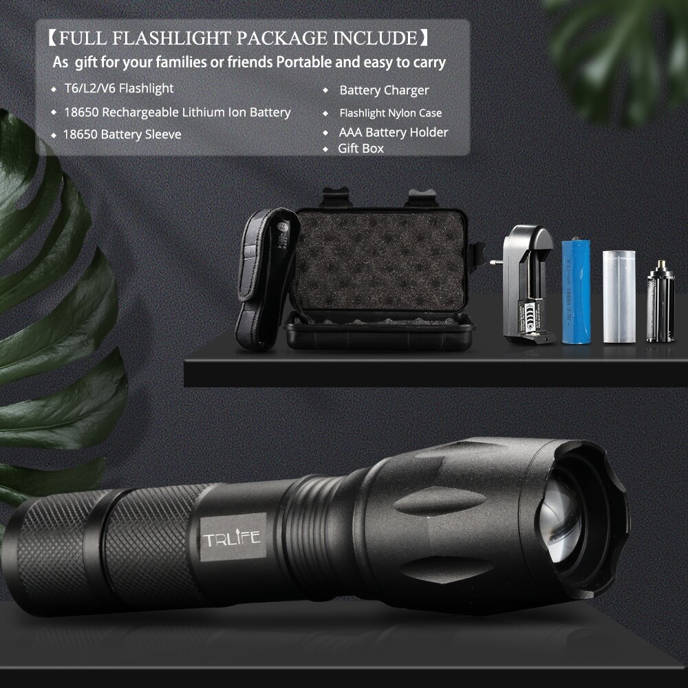 【Ready Stock】 LED Flashlight Ultra Bright Torch T6/L2//V6 5 Lighting Modes lanterna Zoom Powerful Bicycle Light Camping by 18650 Battery