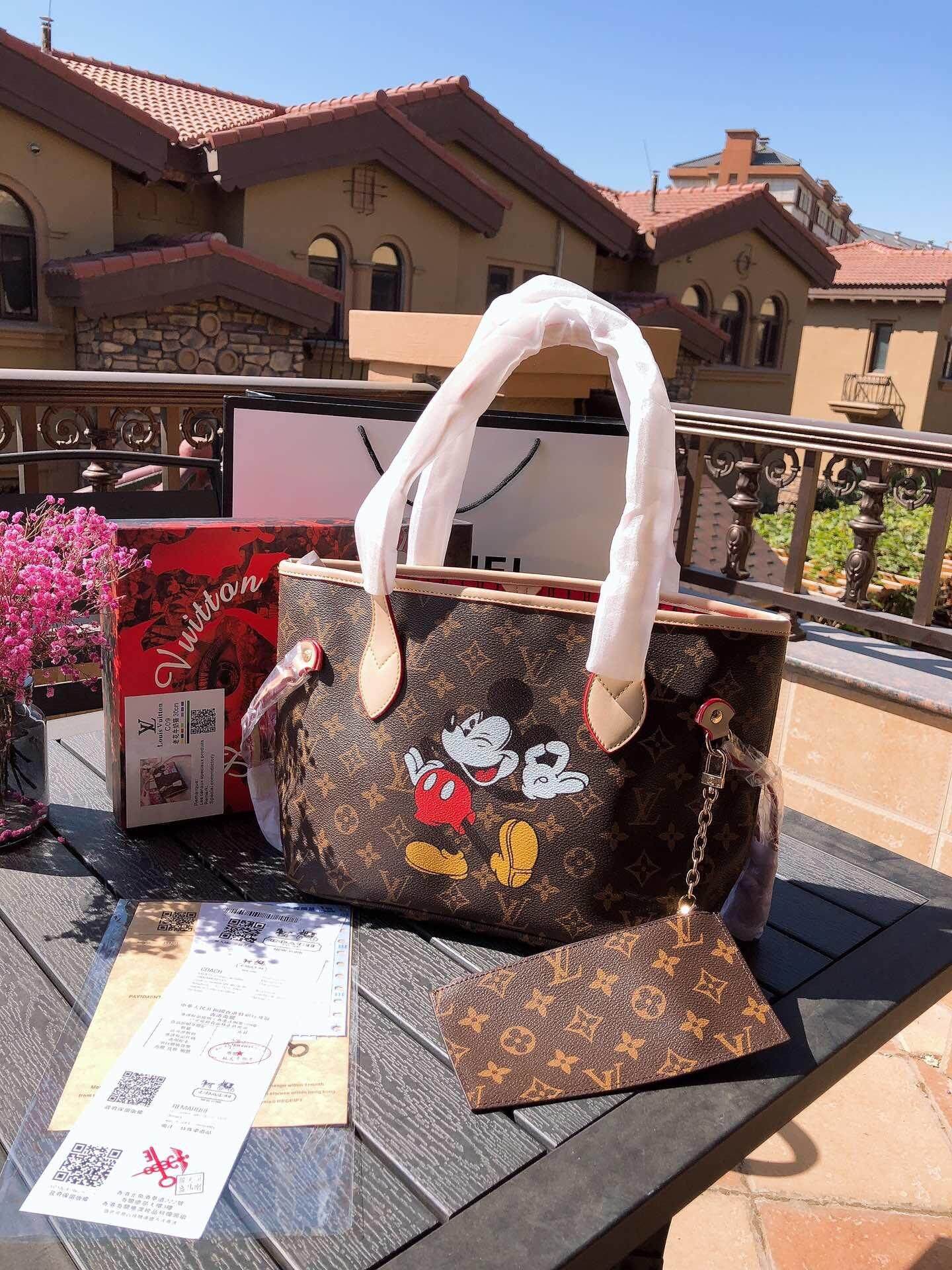 Original LV_sbag2019 Musim Semi dan Musim Panas Model Favorit Neverfull Tas Belanja Mumi Bagfj0135 (Gucci_Dior_Chanel_coach_MCM_LV_MC)