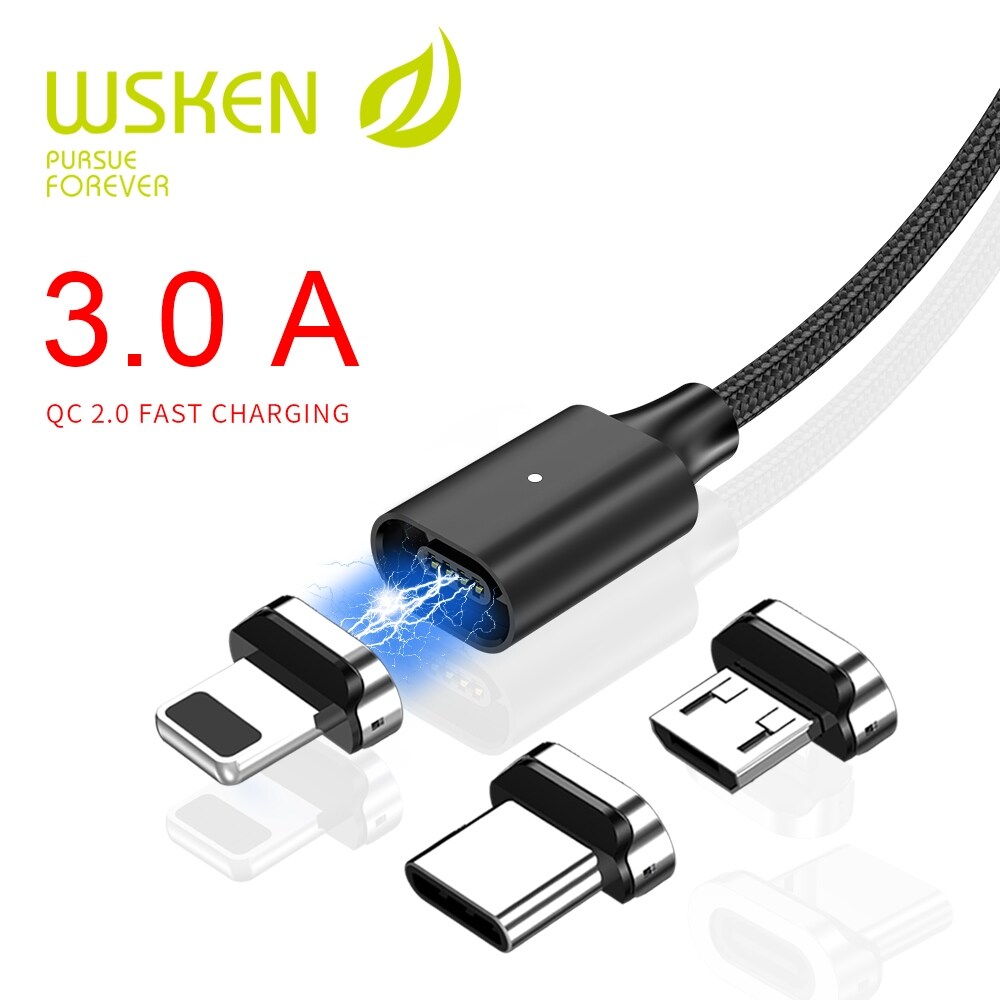[HOT W] WSKEN X2 Magnetic Charging for iPhone Magnetic Cable USB Type C Cable 3A Charger Micro USB Cable Type C USB C Cable Wire Adapter