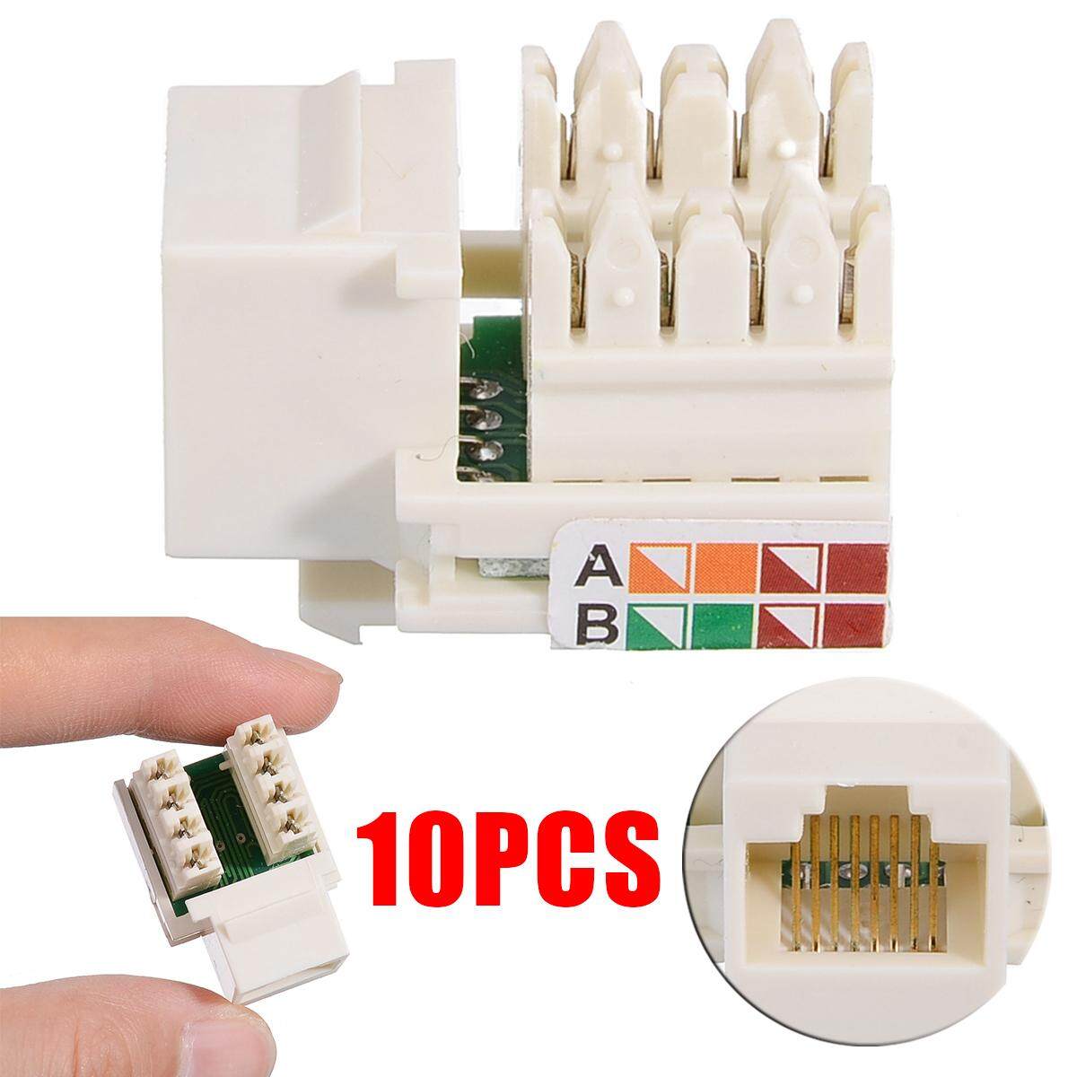 10Pcs RJ45 CAT5e Keystone Jack Network Ethernet Clip Module Wall Plug Connector