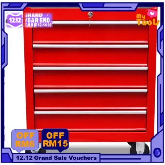 Workshop Tool Cabinet Cart Wheel Trolley Tools Tray 5 Drawers