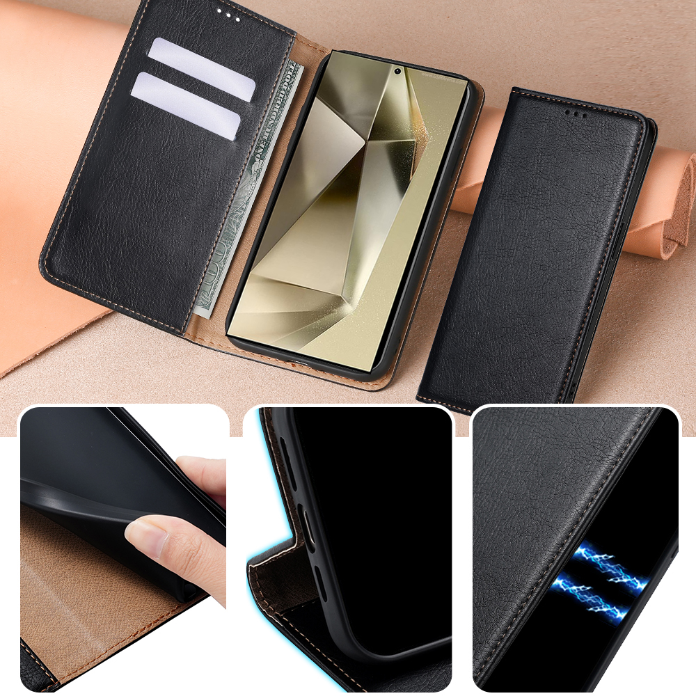 Vỏ điện thoại cho Samsung Galaxy Note 8 9 10 10 + 20 20 siêu S20 S21 S22 S23 S24 S25 siêu Retro chất liệu da PU lật trường hợp cổ điển Đứng Ví Vải Bọc chai