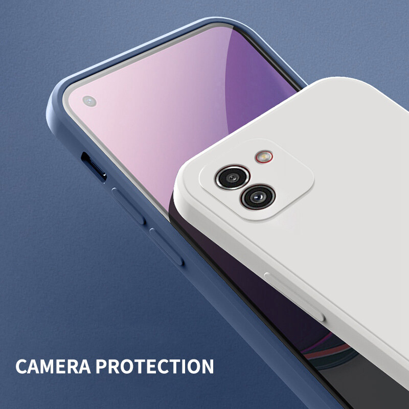 YBD case For Samsung Galaxy A03 Accurate camera hole protection Casing ,Thin Soft Liquid Silicone Cover Candy Color Cases with free phone Lanyard