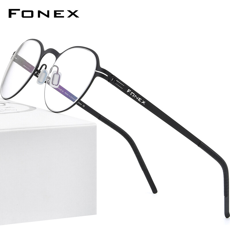 FONEX Alloy Glasses for Women and Men 2022 New Retro Vintage Round Optical Eyeglasses Frames Korean Style Aesthetic Stylish Screwless Eyewear 994