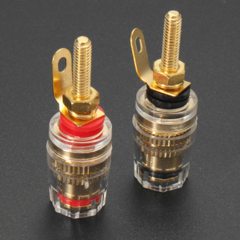 BOKALI 8pcs 42MM Gold Plated Speaker Terminal Binding Post Amplifier Connector Plug