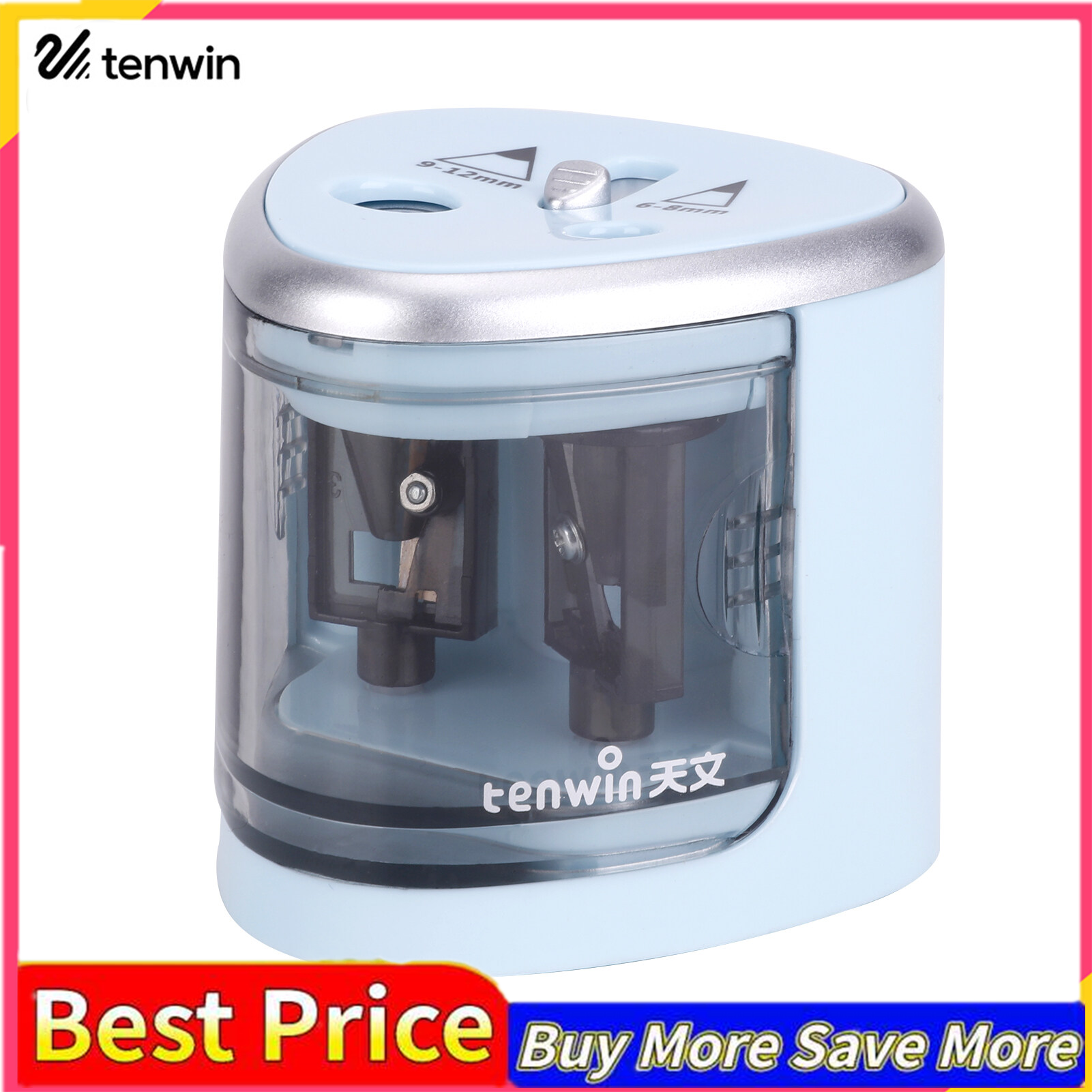 （Free Shipping）Multi-functional Automatic Electric Pencil Sharpener Operated with 2 Holes(6-8mm / 9-12mm) for Home School Student