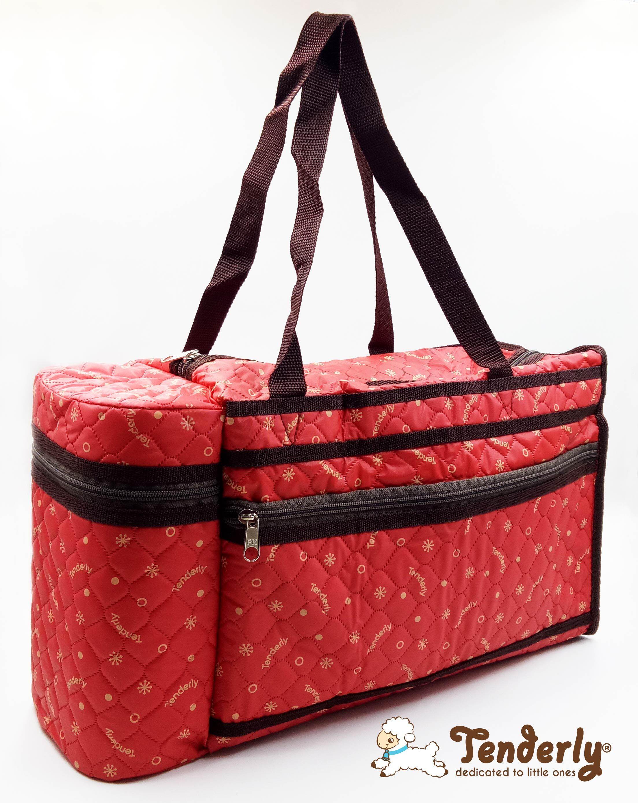 red diaper bag