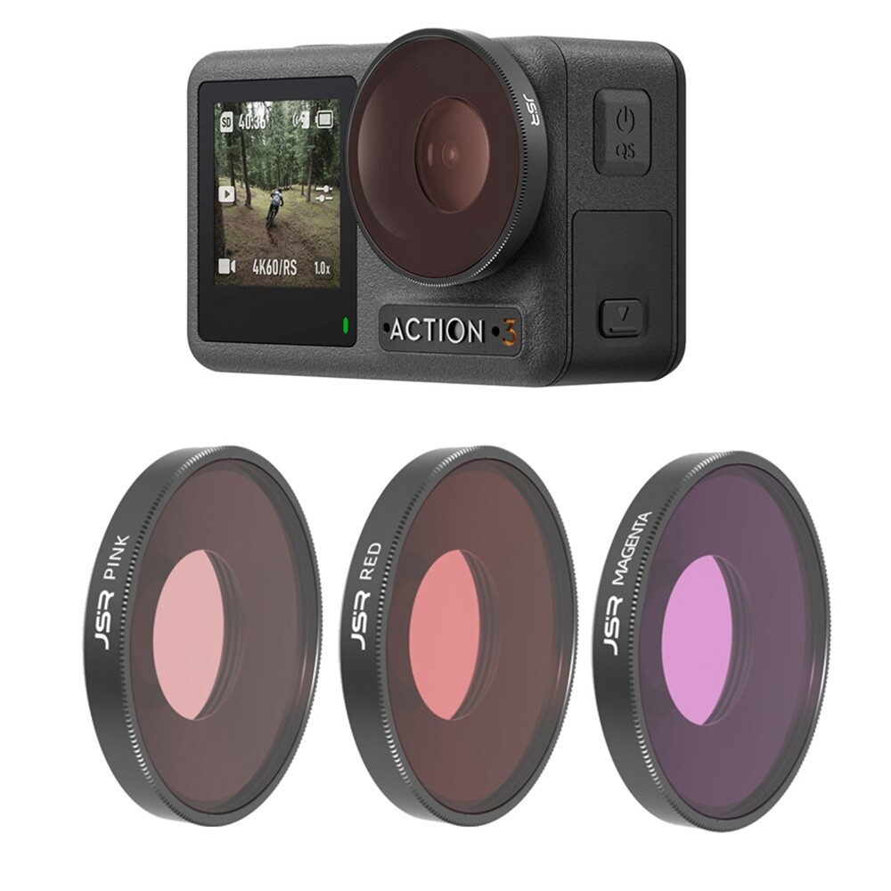 Jsr diving red / pink / purple color lens filter for dji osmo action 3