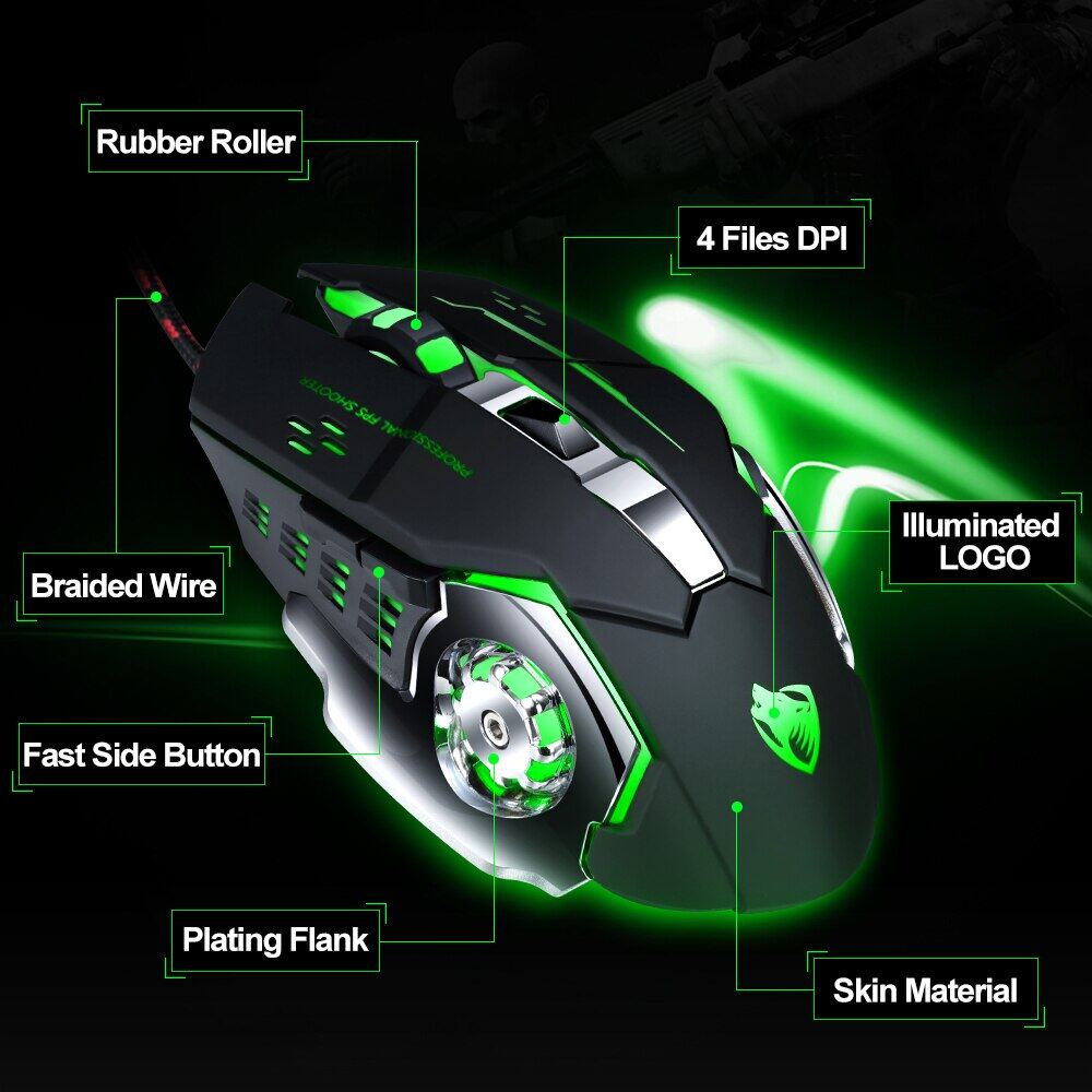 [Nhập RS0722 giảm 30k cho đơn 99k]New V6 Wired Game Mouse Macro Programming Mechanical mouse 2400DPI Professional gaming computer mouse for LoL AND PUBG