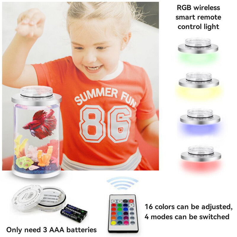 [Lovinland] Aquarium Tanks Betta Fish Tank Mini Acrylic Fish Tank Desktop Micro-view Viewing Aquarium Fish Tank (8*13cm)