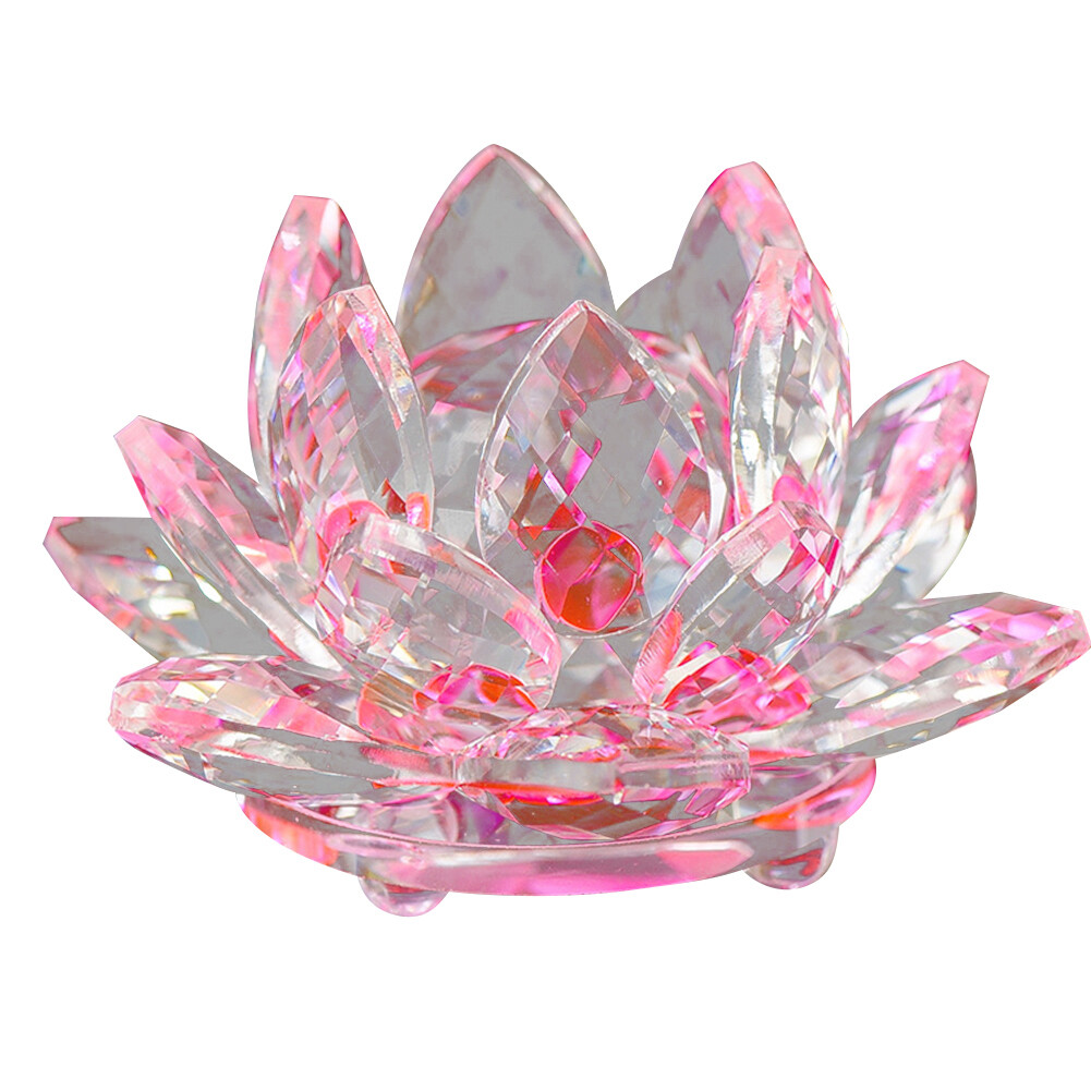Artificial Quartz Crystal Lotus Flower Figurine Wedding Party Decor Souvenir