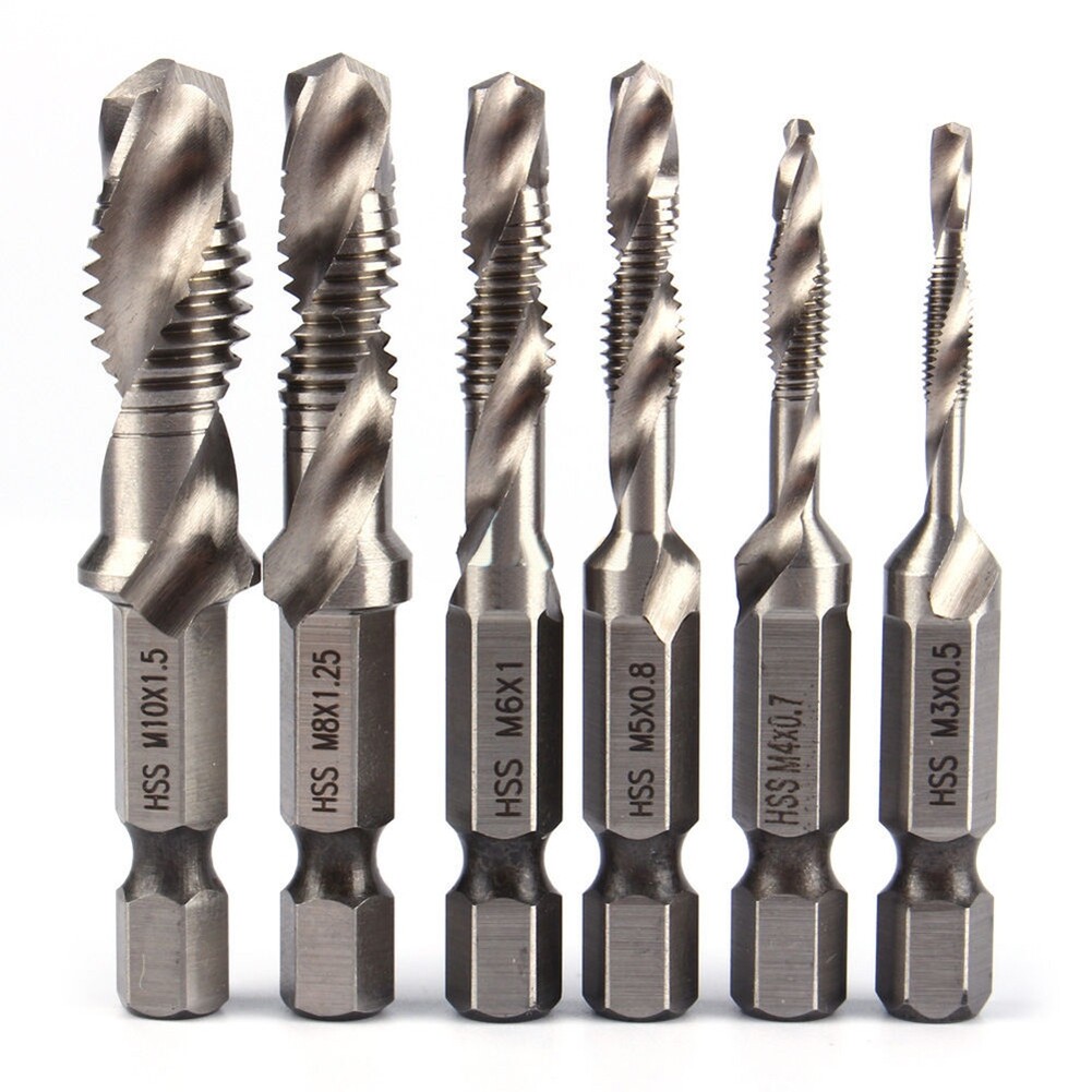 Szc 1/4 inch hex shank hss metric hand screw thread tap taper drill bit tool m3-m10
